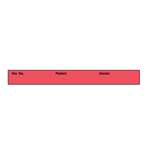 Printed Chart Tape - Rm No Patient Doctor 1/2 Red w/Black, PK6